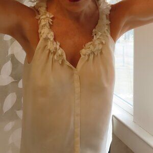 J Crew White Silk A-line sleveless blouse, size 6